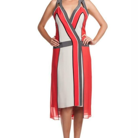 BCBG Max Azria Brenda Dress Chalk Grey Sleeveless - Picture 6 of 6